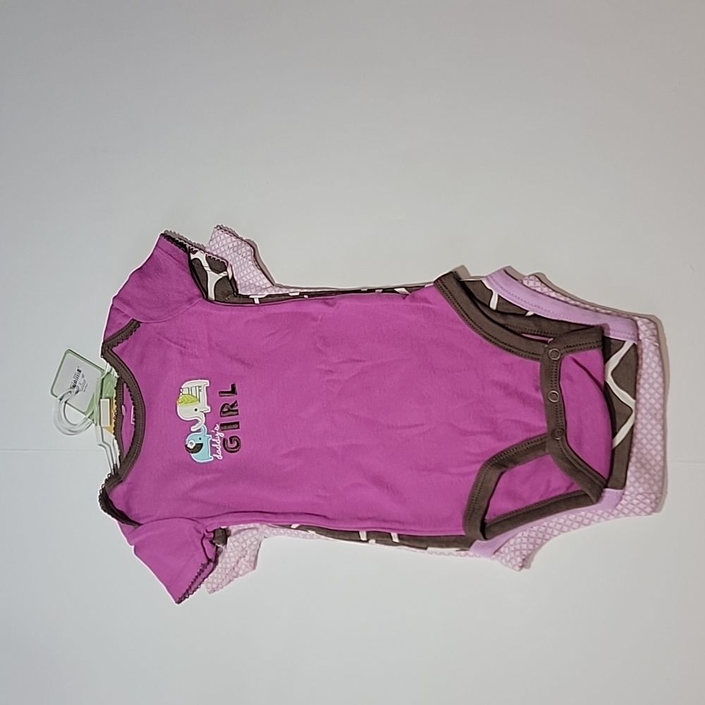 Carter's Just One You 3 Bodysuits Short Sleeve Purple/ Giraffe Size 12 Months